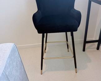 Set of 4 modern black velvet counter stools with gold-tone footrests. $300 for the set ($80 each)