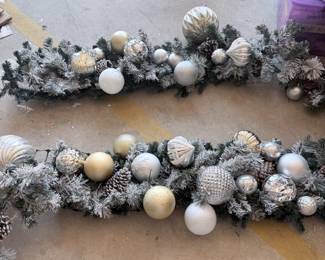 Silver & gold ornament garland, flocked — $15