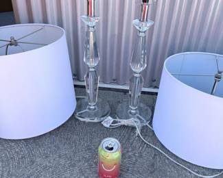 Crystal table lamps, pair w/ shades — $40 pair