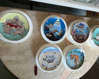 set of Cartoon Cat plates Gary Patterson