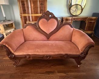 heart shaped antique settee