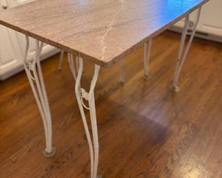 cast iron table base with marble top