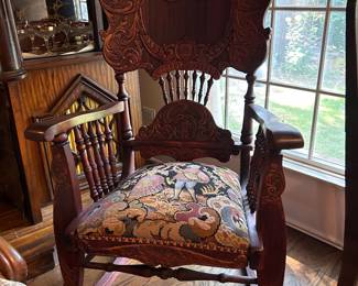 carved & press back rocker