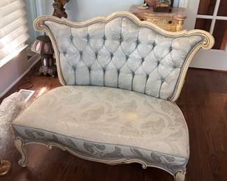 vintage tufted settee - pair available