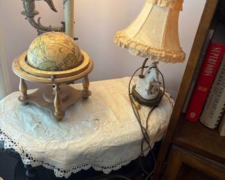 vintage tables, lamps, decor