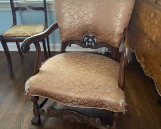 carved wood armchair