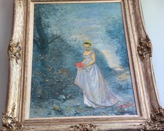 large original art in beautiful carved frame