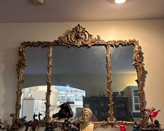 vintage triple compartment gilded mirror