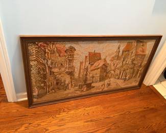 vintage framed tapestry