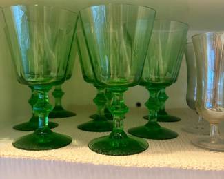 vintage green stemware