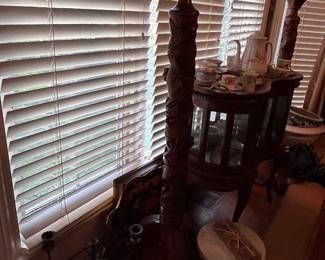 pair of carved wood pedestals