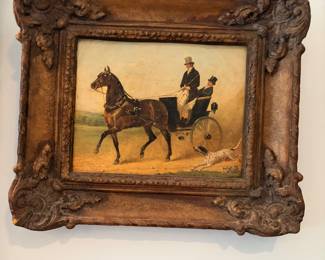 beautiful antique framed equestrian art