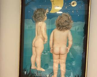 vintage 3d moon clock