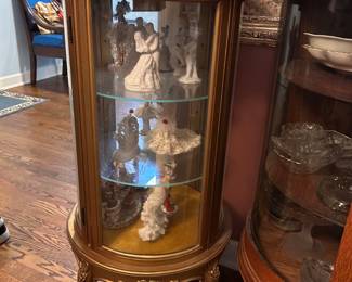 vintage gold round curio cabinet