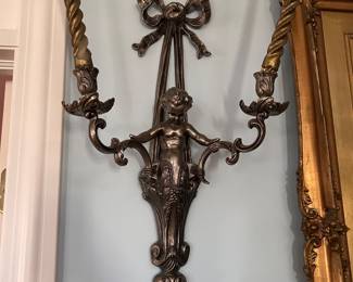 pair of vintage cherub candle sconces