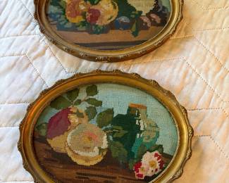 vintage framed needlework