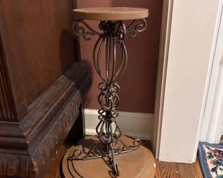 small metal pedestal to drink table