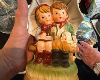 Apex Musical Figurine - Boy, Girl, Dog Under Umbrella