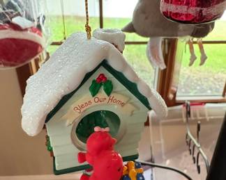 Lustre Fame Ltd. 1992 Bless Our Home Birdhouse Christmas Ornament