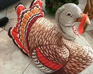 Vintage Stuffed Fabric Turkey Pillow