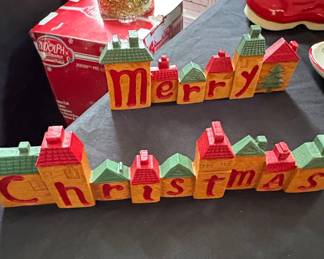 Merry Christmas Village Letter Blocks