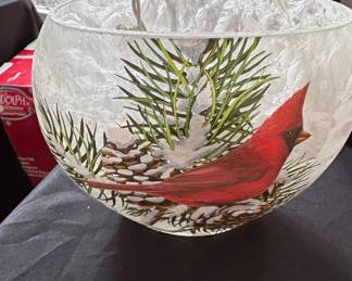Stony Creek Cardinal Pine Bough Lighted Glass Vase
