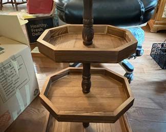 Three-Tier Octagonal Wooden Display Stand