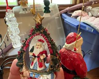 Santa Claus in Wreath Christmas Ornament