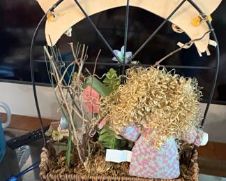 Come On In Herb Garden Doll & Birdhouse Decorative Basket