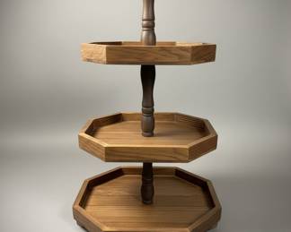 Three-Tier Octagonal Wooden Display Stand