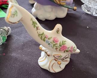 Lenox Handcrafted Porcelain Dolphin Figurine with Floral Accents