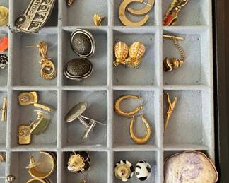 Assorted Vintage Costume Jewelry Collection with Cufflinks and Pins