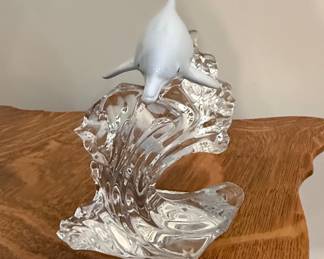 Lenox Dolphin Sculpture on Crystal Wave