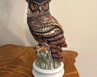 Franklin Mint Great Horned Owl Porcelain Figurine