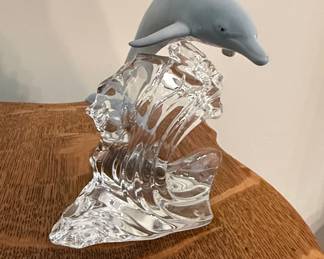 Lenox Dolphin Sculpture on Crystal Wave