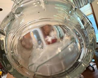 Vintage Glass Ice Bucket with Wood Handle