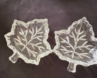 Clear Glass Maple Leaf Dishes