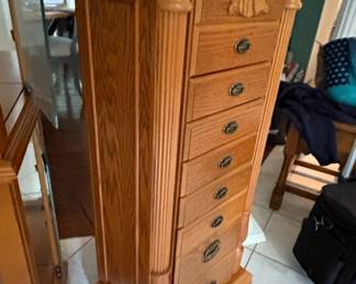 Vintage Oak Jewelry Armoire
