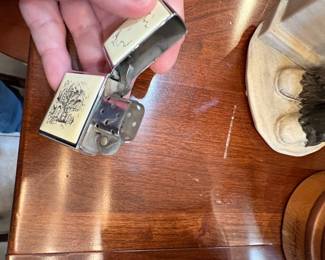 Vintage Zippo Lighter Scrimshaw Ship and Lighthouse