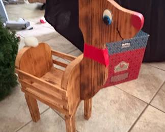 Vintage Wooden Reindeer Sleigh Planter