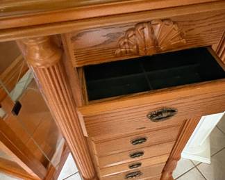 Vintage Oak Jewelry Armoire