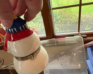 Mr. Christmas Snowman Musical Trinket Box with Ice Skaters