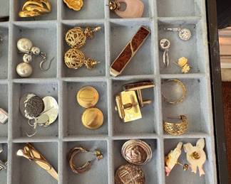 Assorted Vintage Costume Jewelry Collection with Tie Bar and Cufflinks