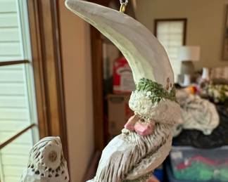 Jim Shore Heartwood Creek Santa on Moon with Owl Ornament
