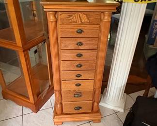 Vintage Oak Jewelry Armoire
