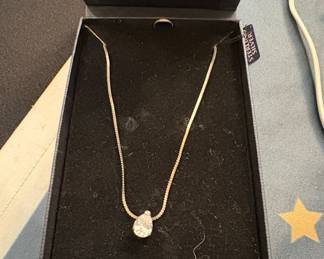 Sterling Silver Pear-Shaped Cubic Zirconia Pendant Necklace