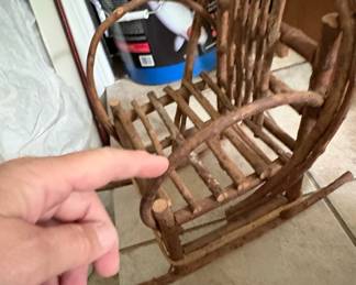 Vintage Miniature Bent Willow Doll Rocking Chair