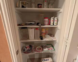Pantry items, containers and small appliances.