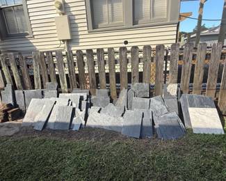 Available for presale!! Reclaimed Natural slate and marble (1 piece) . Large quantity. Assorted sizes & shapes. Great for landscaping, garden paths, crafts, restoration & repurposing. Buyer responsible for loading & removal