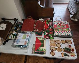 Christmas bags, cards and decorations